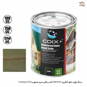 رنگ چوب نانو آبگریز COIX PLUS کد رنگی سبز صنوبر i729-Fir Green